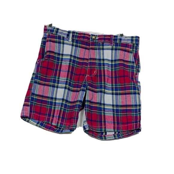 Urban Outfitters Shorts Men 30 Prep Chino Bermuda Red blue Stretch Summer Resort - Picture 1 of 9